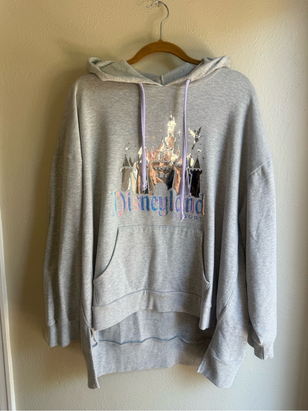 Disneyland Resort Grey Castle Hoodie with Metallic Logo
